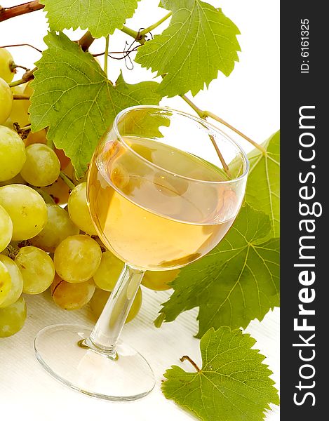 Glass white  wine with autumn fruits. Glass white  wine with autumn fruits