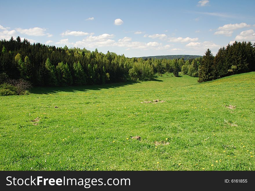 Spring view is typical view from protected landscape area Jiraskovy skaly in Czech republic