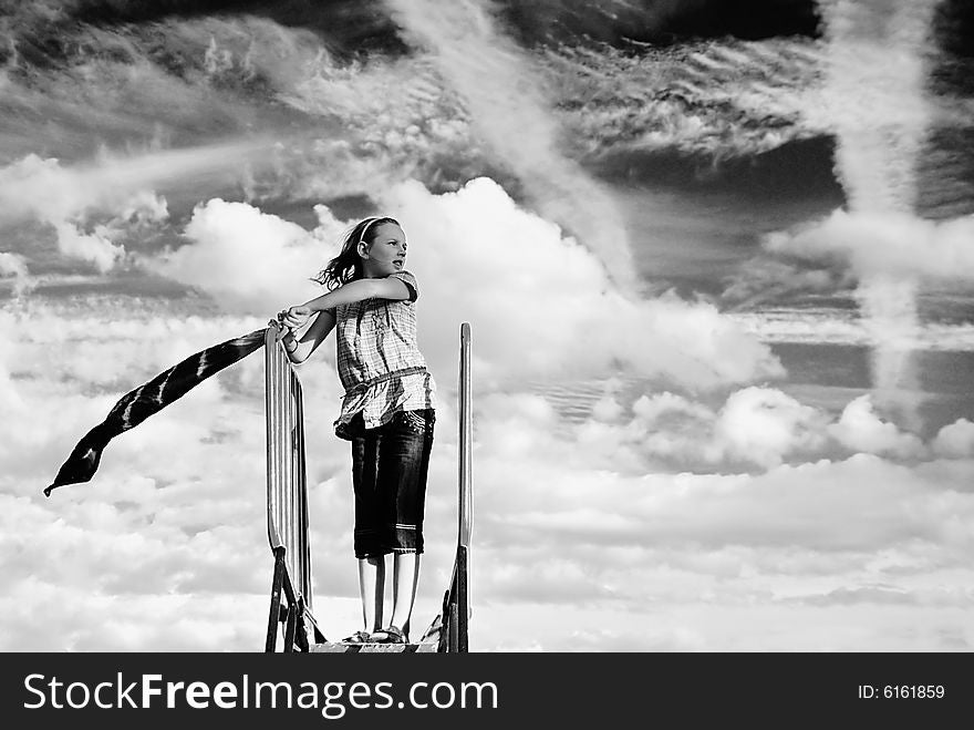 Young girl having fun in a park