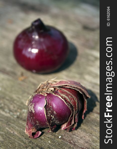 Damaged and healthy onions