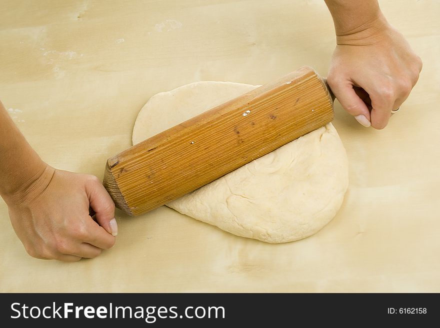 Pin out the dough on table