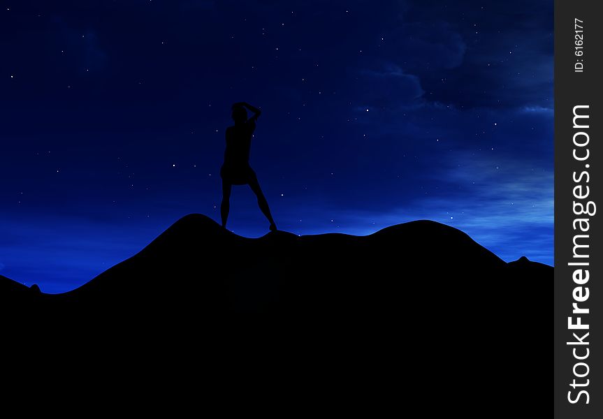 Silhouette Of A Women Standing On Hill 8