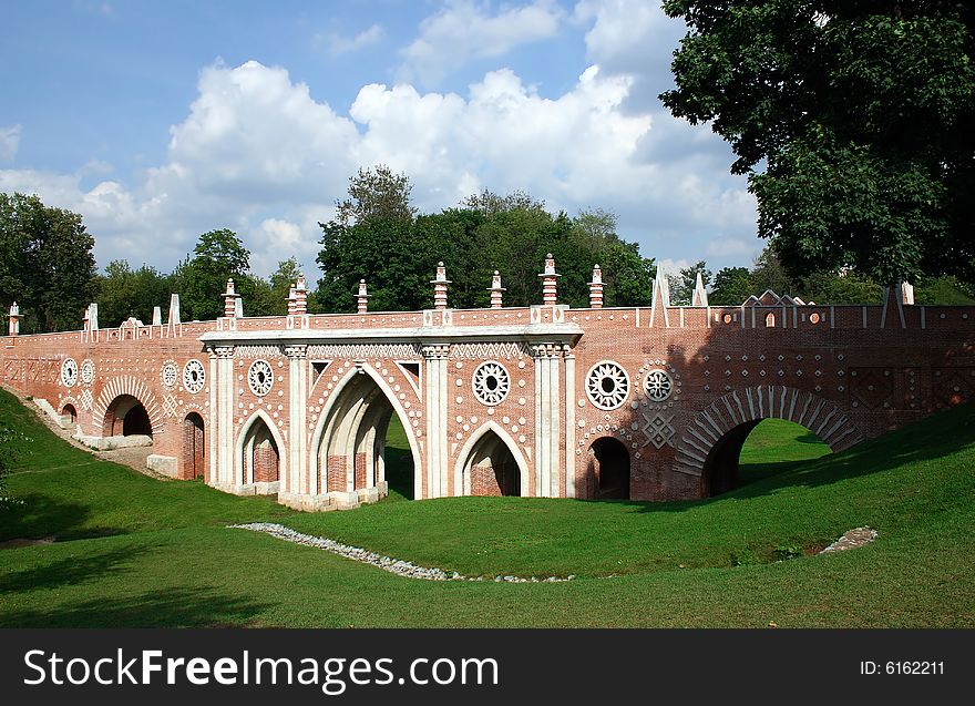 Bridge in Tsaritsino park in Moscow, Russia