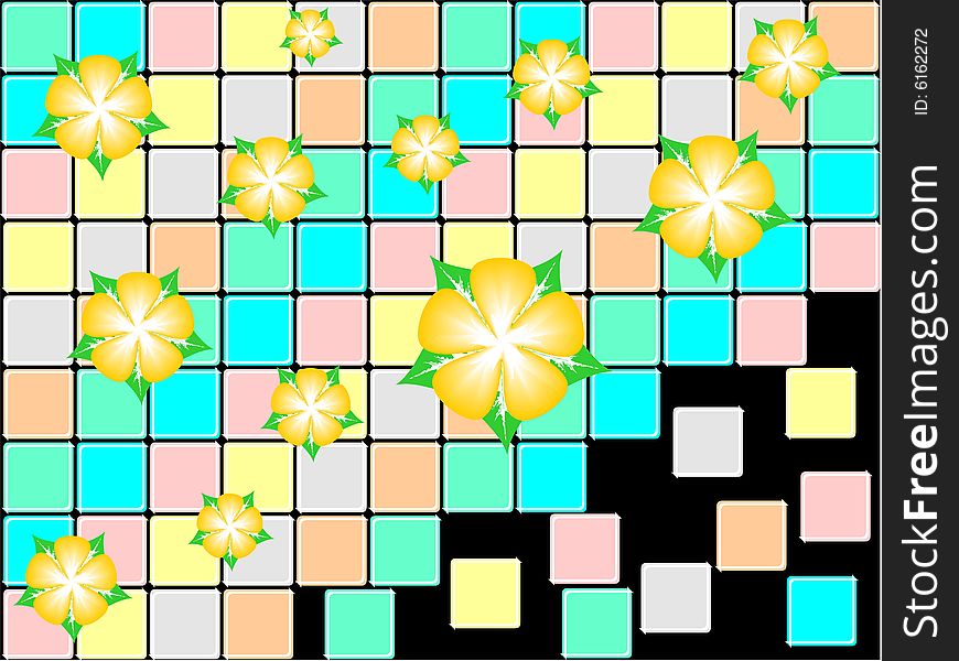Some flower on the unfinished puzzle, vector illustration. Some flower on the unfinished puzzle, vector illustration
