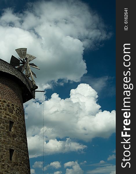 Windmill during nice day with beautiful clouds, spring, NRW/Germany. Windmill during nice day with beautiful clouds, spring, NRW/Germany