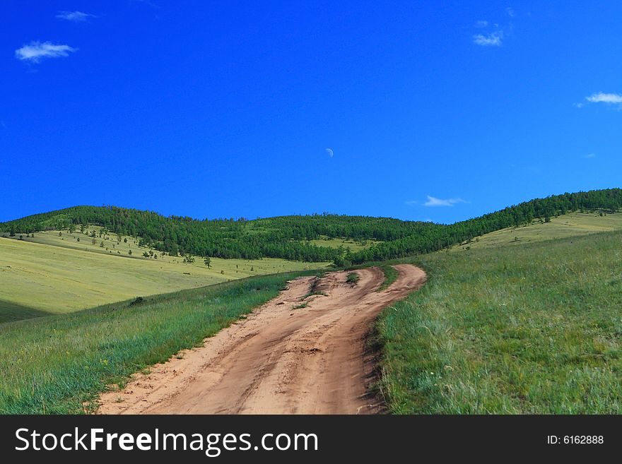 Country road in the Steppe. Country road in the Steppe