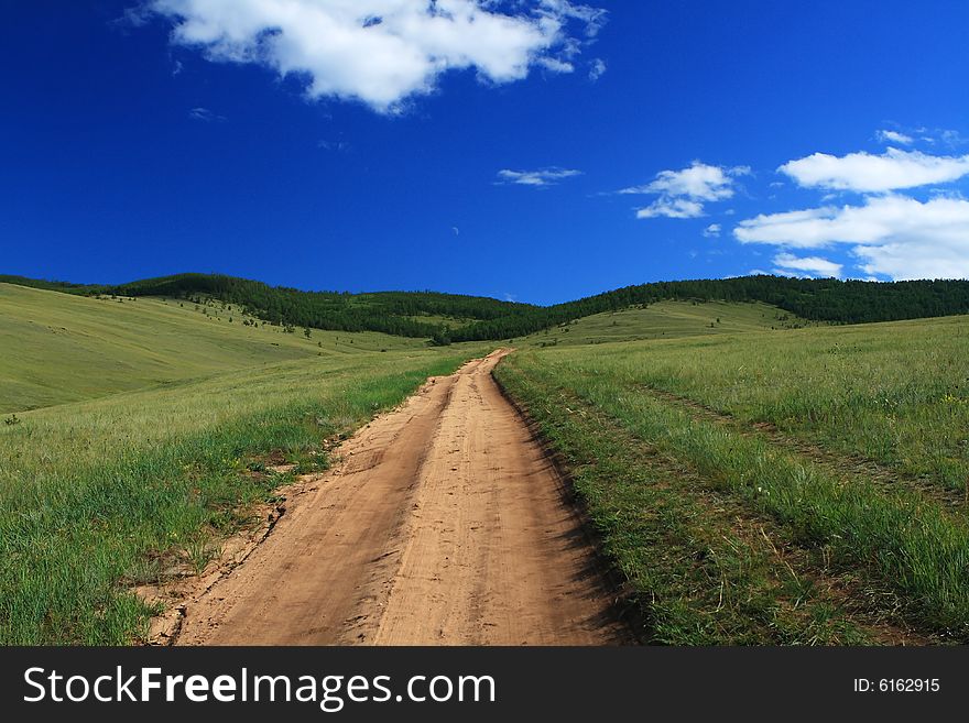 Country road in the Steppe. Country road in the Steppe