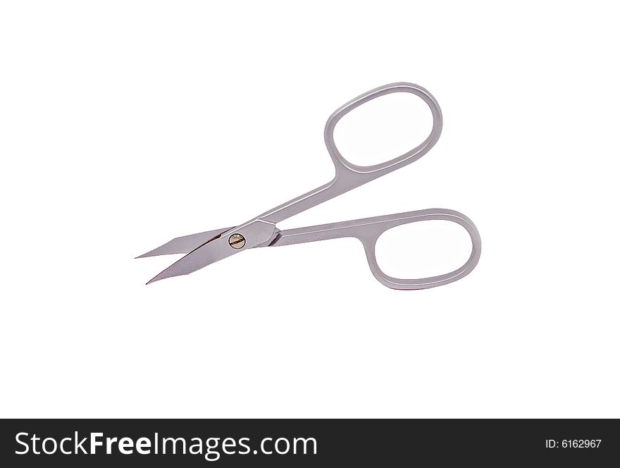 Small steel scissors for personal hygiene, Isolated object.