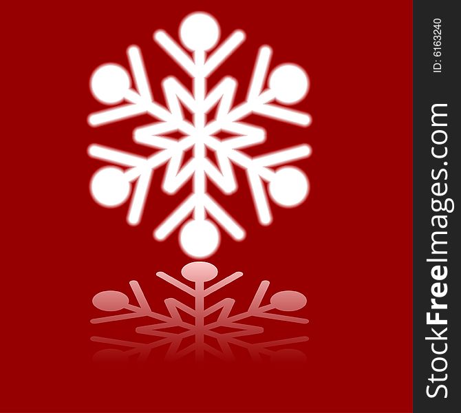 Luminous snowflake on red. Vector illustration. Luminous snowflake on red. Vector illustration.