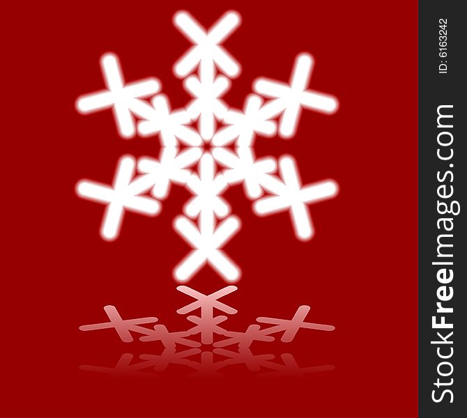 Luminous snowflake on red. Vector illustration. Luminous snowflake on red. Vector illustration.