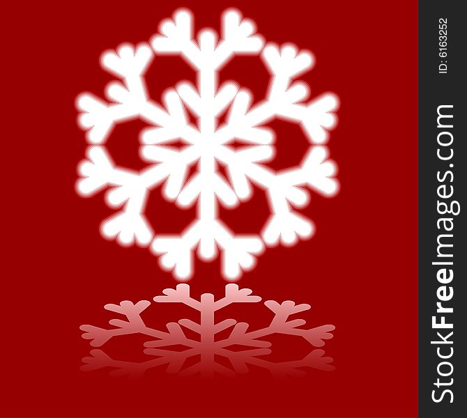 Luminous snowflake on red. Vector illustration. Luminous snowflake on red. Vector illustration.