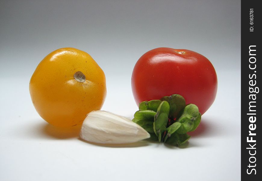 Some vegetables on a white background