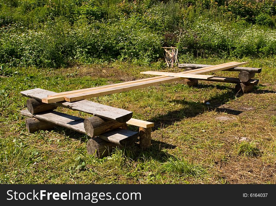 Wooden bench, Kaporie castle, 1240 AD, North we3st region, Russia