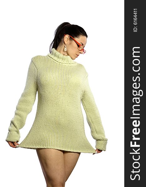 Sexy young woman in winter sweater. Sexy young woman in winter sweater