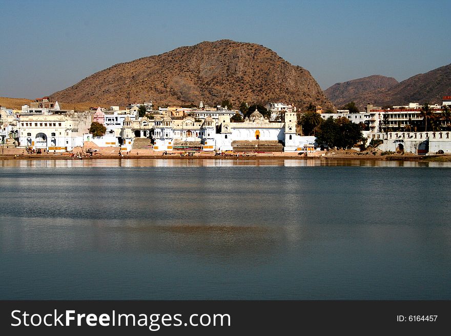 This is the famous pushkar lake. The only place where according to Indian Mythology Brahma the Creator of the universe has his temple