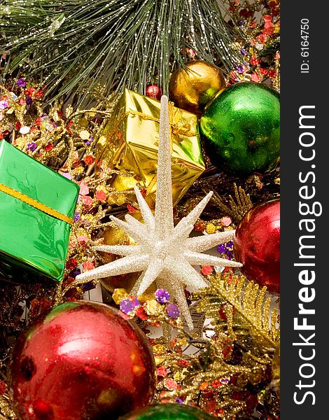 Colorful decorative Christmas ornaments for holidays. Colorful decorative Christmas ornaments for holidays