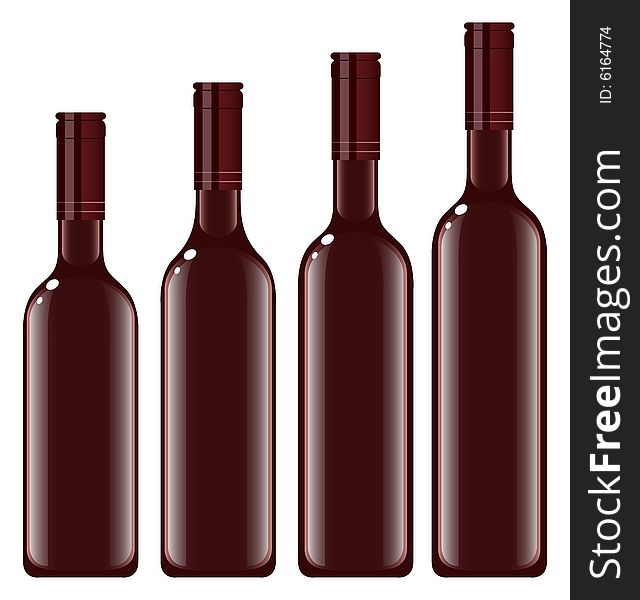 Vector bottles of red wine, alcohol. Vector bottles of red wine, alcohol