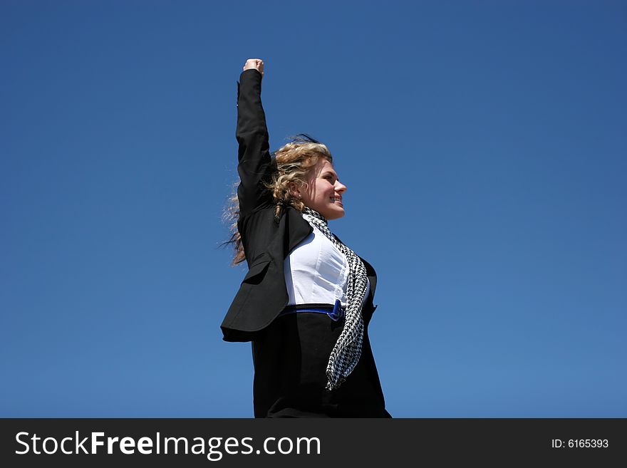 Young businesswoman in fashionable outfit