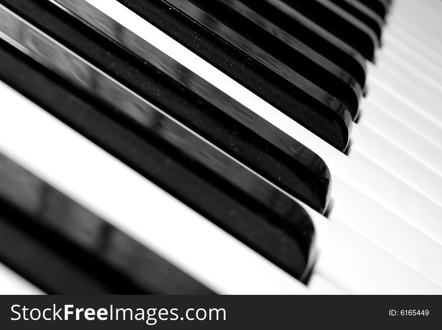 Black and white piano close-up