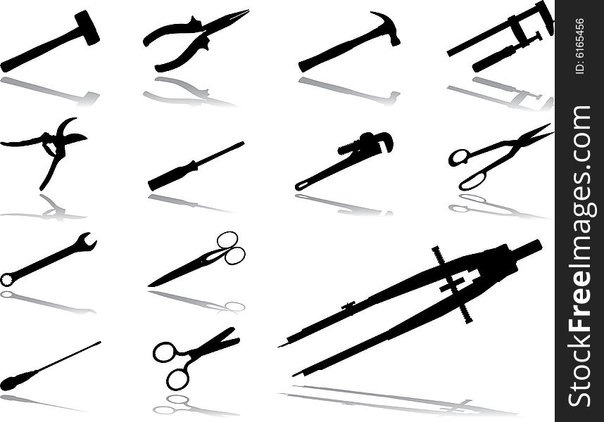 Set icons - 43. Tools. Set of 13 vector icons for web