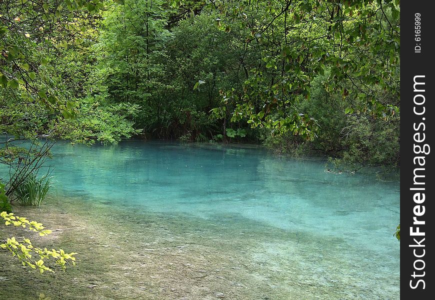 Small river in the woodland near Lake Plitwitz, Croatia. Small river in the woodland near Lake Plitwitz, Croatia