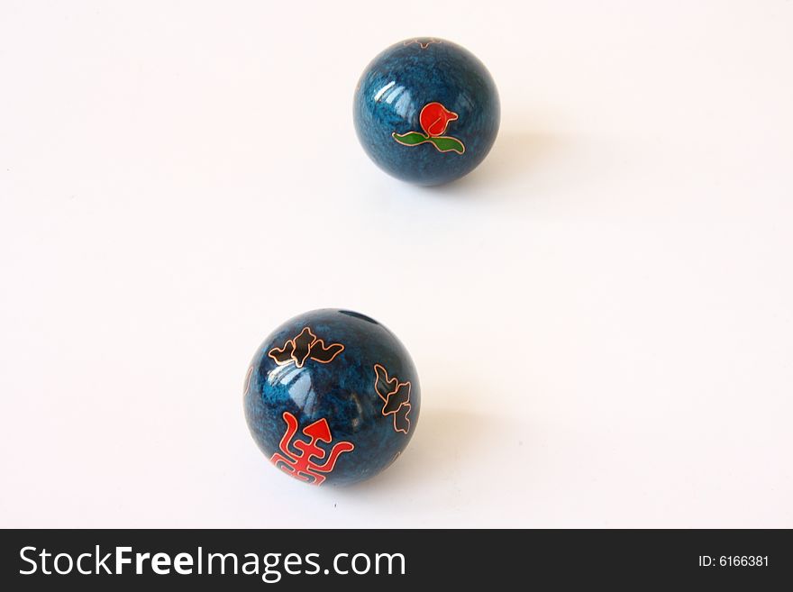 Chinese stress balls on  the white background