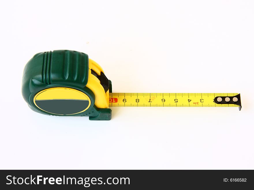 Tape measure meter on the white background