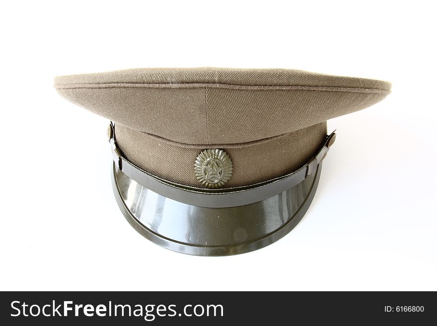 Military cap on the white background