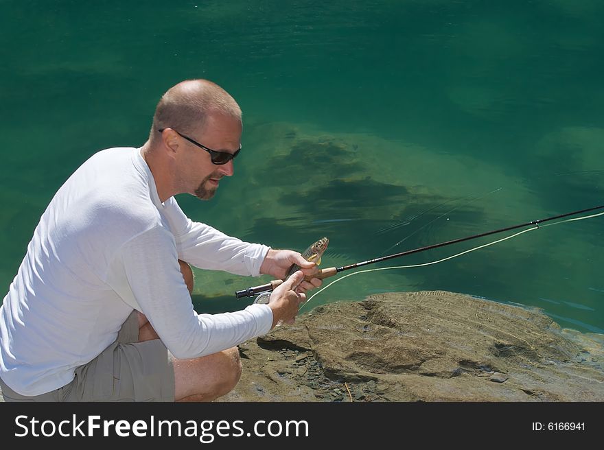 Fly fishing in the North Cascade Mountains. Fly fishing in the North Cascade Mountains