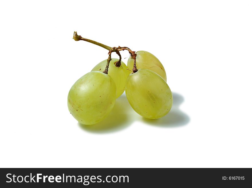 Fresh green grapes cluster isolated. Fresh green grapes cluster isolated