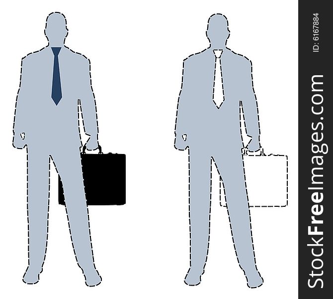 An illustration featuring unique businessmen designed with dotted lines. An illustration featuring unique businessmen designed with dotted lines