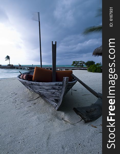 Boat On The Shore On A Windy Day