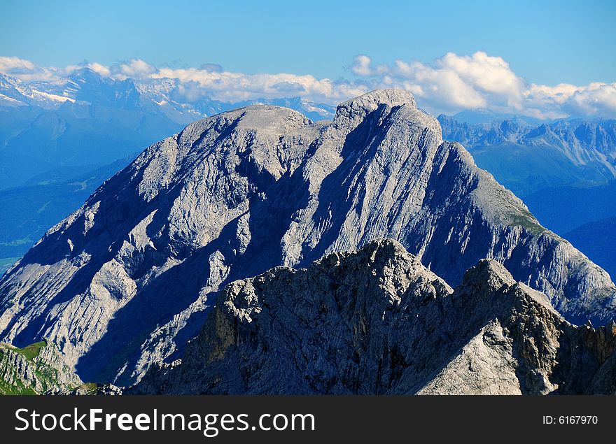Gorgeous view from the zugspitze peak, germany, Alps. Gorgeous view from the zugspitze peak, germany, Alps