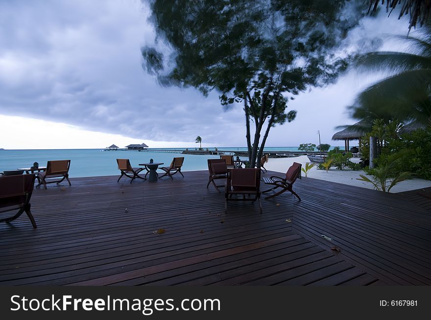 An Open Air Bar In A Tropical Resort
