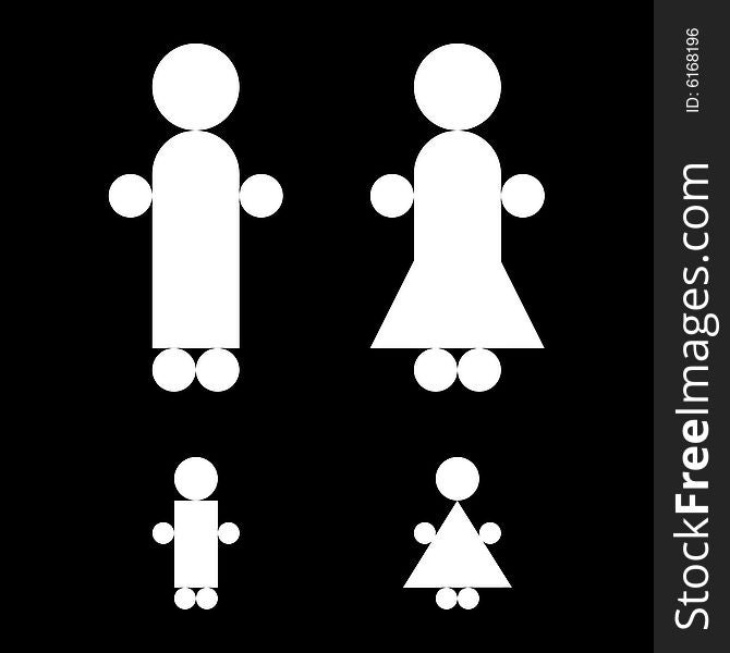 Family illustration consisting of man, woman, boy and girl