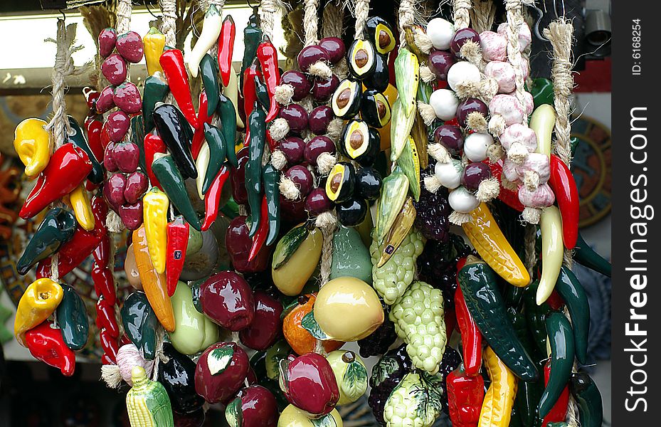 Colorful porcelain spices sold in souvenir shop. Colorful porcelain spices sold in souvenir shop