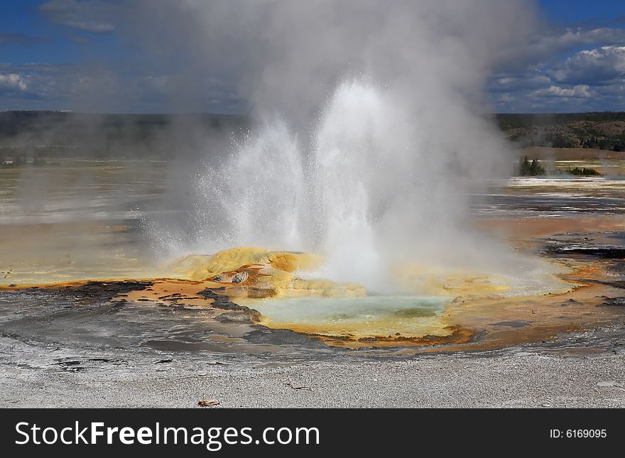 The scenery of Lower Geyser Basin in Yellowstone