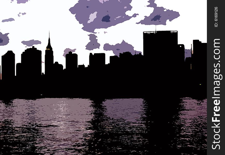 Shadow rendered into simple graphics reflecting Manhattan's skyline. Shadow rendered into simple graphics reflecting Manhattan's skyline