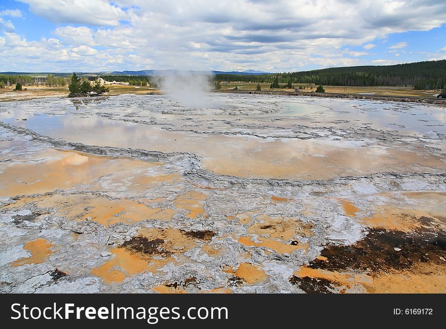 The scenery along the Firehole Lake Drive in Yellowstone National Park