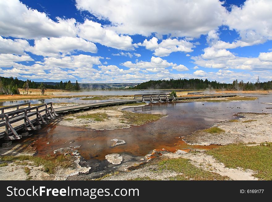 The scenery along the Firehole Lake Drive in Yellowstone National Park