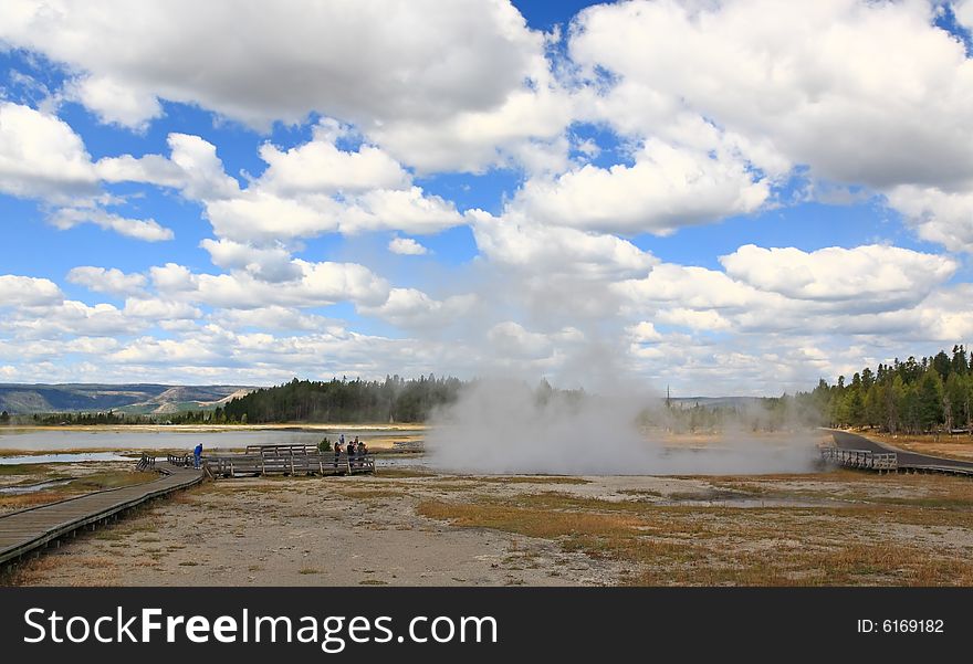 The scenery along the Firehole Lake Drive in Yellowstone National Park