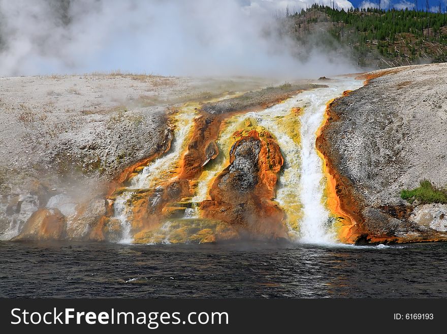 The scenery at Midway Geyser Basin in Yellowstone National Park