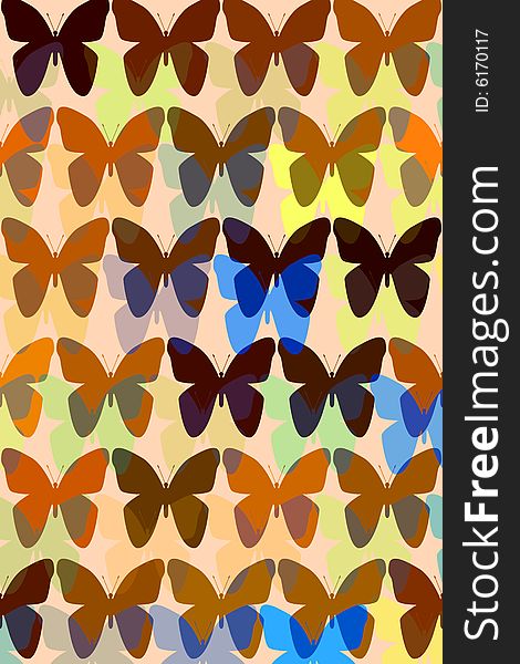 Butterflies and their shadows textured in a pattern. Butterflies and their shadows textured in a pattern