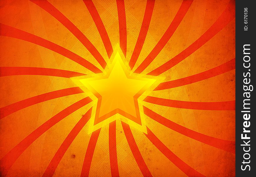 A yellow star on an orange background. A yellow star on an orange background