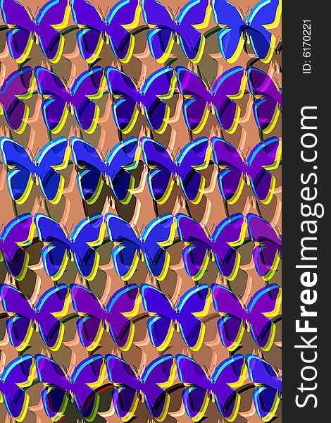 Butterflies and their shadows textured in a pattern. Butterflies and their shadows textured in a pattern