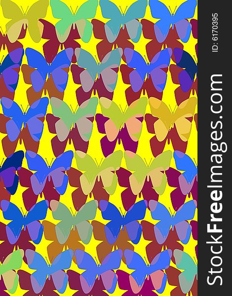 Butterflies and their shadows textured in a pattern. Butterflies and their shadows textured in a pattern