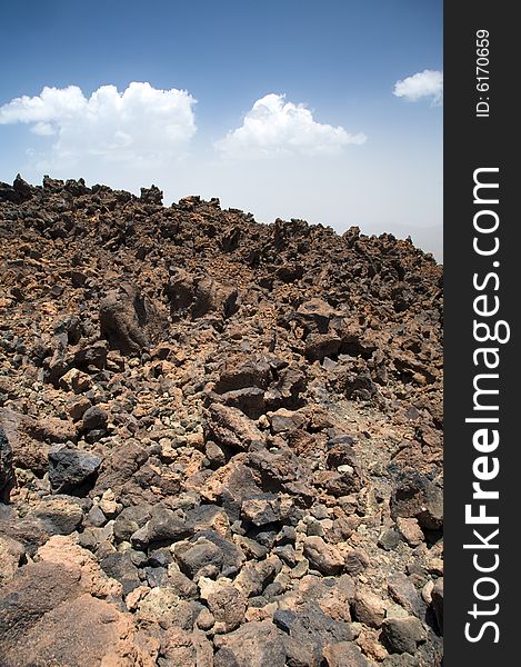Volcanic rocks near teide volcano in tenerife spain