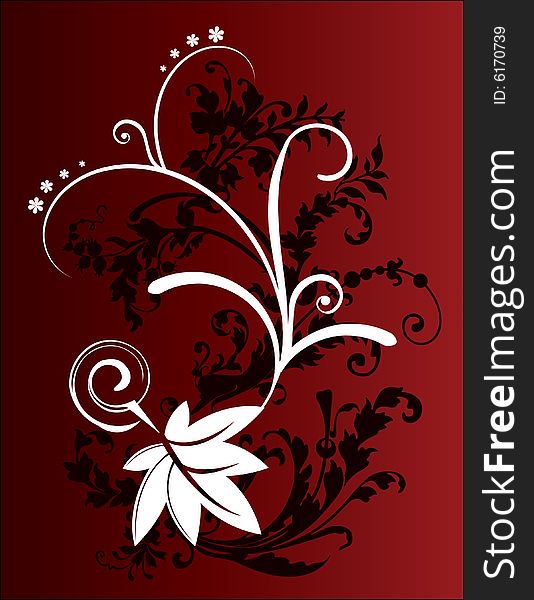 Abstract flower illustration on deep red background. Abstract flower illustration on deep red background