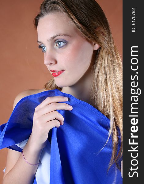 Beautiful young female model with a Scottish Flag. Beautiful young female model with a Scottish Flag