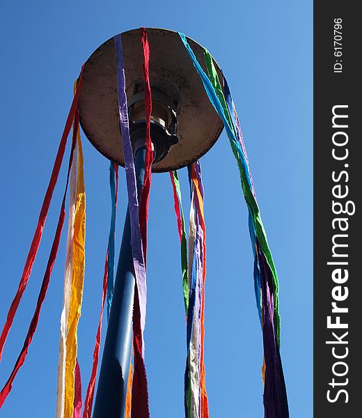 Decorated street lamp for holiday celebration event